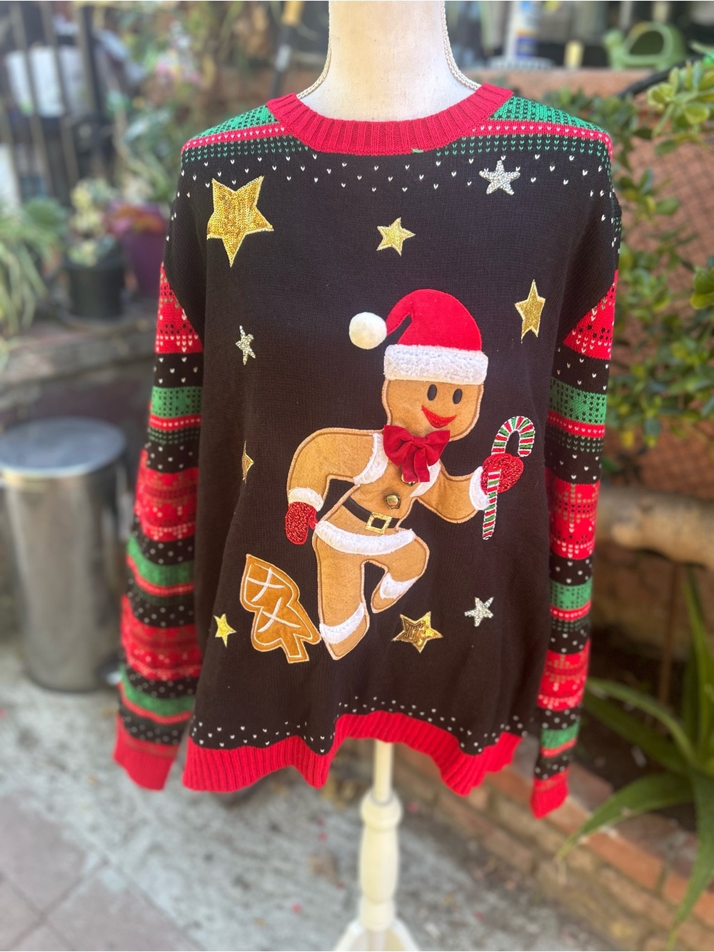 Men's Black Gingerbread Crewneck Christmas Sweater